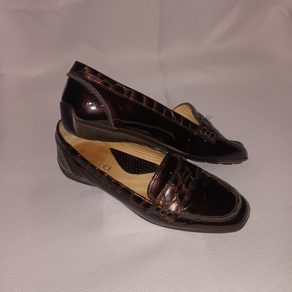 Sesto Meucci Italy Brown Leather Slip On Loafer Perorated Shoes Size 7 Pre-owned